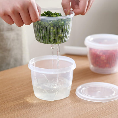 Fridge Organizer with Drain Basket (Double Layer, Space Saving)